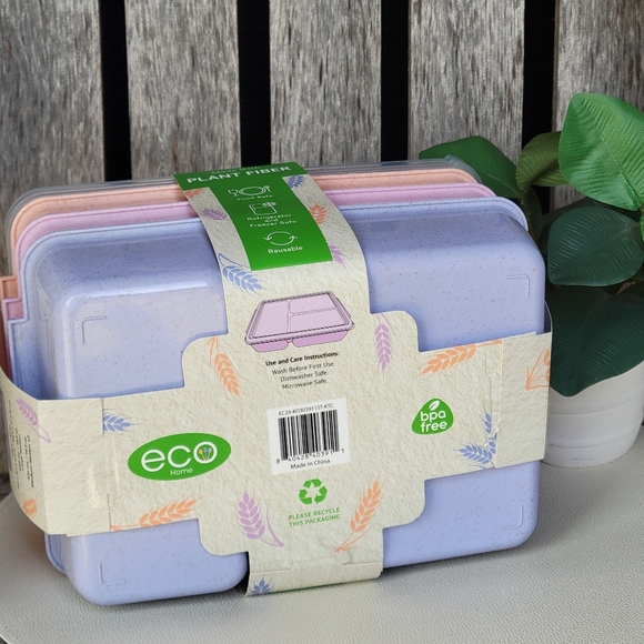 Eco-Friendly Plant Fiber Food Storage Containers - Pink Orange Purple - Picture 13 of 13